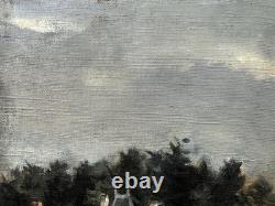 Ancienne huile sur toile Ecole Française XIXe XXe canal en bord de Loire