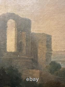 Ancienne huile sur toile Vierge et l'enfant Jésus probable rentoilage ancien