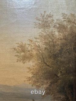 Ancienne huile sur toile Vierge et l'enfant Jésus probable rentoilage ancien