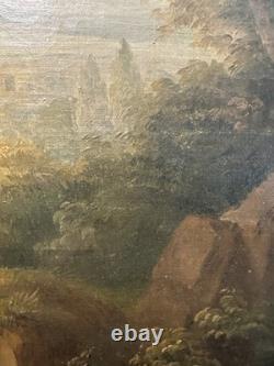 Ancienne huile sur toile Vierge et l'enfant Jésus probable rentoilage ancien