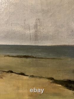 Ancienne huile sur toile XIXe Bord de mer dans les Landes ou le Pays-Basque