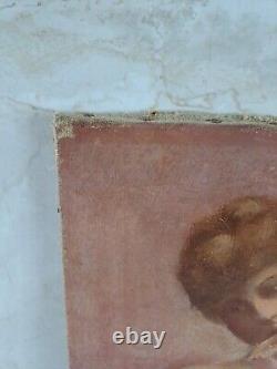 Ancienne huile sur toile femme nue antique oil painting nude woman C1900
