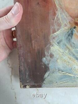Ancienne huile sur toile femme nue antique oil painting nude woman C1900