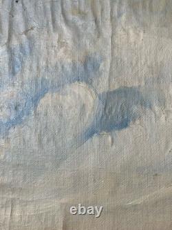 Ancienne huile sur toile non montée sur châssis Etude Vue de Bourges circa 1930