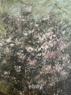 Ancienne huile sur toile paysage du Cantal Molompize Château d'Aurouze Massiac