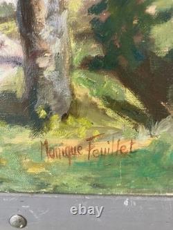 Ancienne huile sur toile postimpressionniste signée paysage de Dordogne