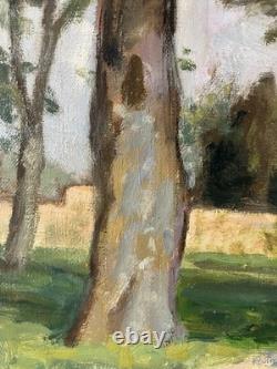 Ancienne huile sur toile postimpressionniste signée paysage de Dordogne