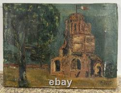 Ancienne huile sur toile signée École Française XIXe-XXe abbaye de Marseille