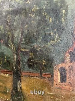 Ancienne huile sur toile signée École Française XIXe-XXe abbaye de Marseille