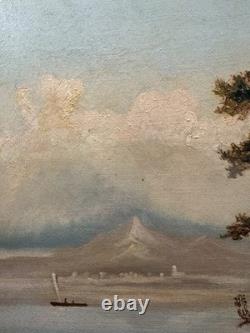 Ancienne huile sur toile signée d'un monogramme et datée paysage XIXe Ancienne huile sur toile signée d'un monogramme et datée paysage XIXe