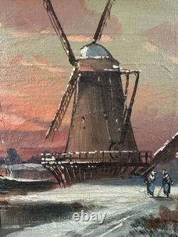 Ancienne huile sur toile signée du XIXe Ecole Hollandaise cadre original Ancienne huile sur toile signée du XIXe Ecole Hollandaise cadre original