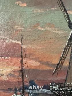 Ancienne huile sur toile signée du XIXe Ecole Hollandaise cadre original Ancienne huile sur toile signée du XIXe Ecole Hollandaise cadre original