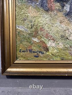 Ancienne huile sur toile signée paysage de montagnes Ecole Suisse ou Allemande