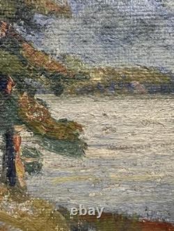 Ancienne huile sur toile signée paysage de montagnes Ecole Suisse ou Allemande