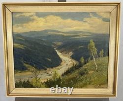 Ancienne huile sur toile signée paysage du nord ou de l'est Ecole Russe