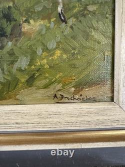 Ancienne huile sur toile signée paysage du nord ou de l'est Ecole Russe