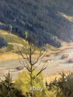 Ancienne huile sur toile signée paysage du nord ou de l'est Ecole Russe