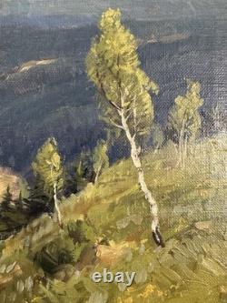 Ancienne huile sur toile signée paysage du nord ou de l'est Ecole Russe