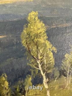 Ancienne huile sur toile signée paysage du nord ou de l'est Ecole Russe