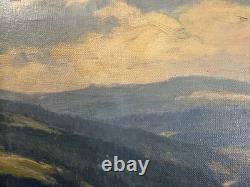 Ancienne huile sur toile signée paysage du nord ou de l'est Ecole Russe