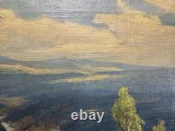 Ancienne huile sur toile signée paysage du nord ou de l'est Ecole Russe