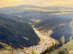 Ancienne huile sur toile signée paysage du nord ou de l'est Ecole Russe