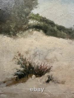 Ancienne huile sur toile signée vue de dunes Les Landes Bordeaux Basque