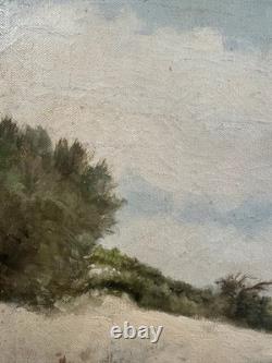Ancienne huile sur toile signée vue de dunes Les Landes Bordeaux Basque