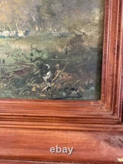 Ancienne huile / toile signée personnages près du puits Galien Laloue France