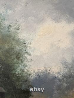 Ancienne huile / toile signée personnages près du puits Galien Laloue France