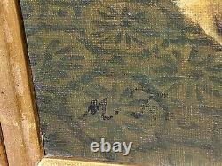 Ancienne peinture française à l'huile sur toile des cardinaux. Signé