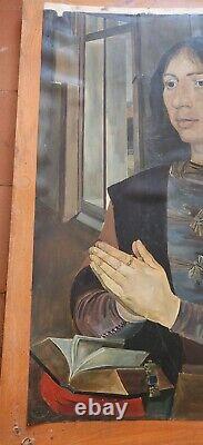 Ancienne peinture huile sur papier portrait