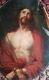 Ancienne Peinture Religieuse Jesus Tableau Huile Sur Toile Collée Au Vitre 19s