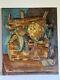 Anna Duchesne Huile Sur Toile Nature Morte Composition Signé Hst Tableau Ancien