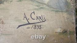 Auguste Carli (1968-1930) Marseille Grand Tableau ancien Huile sur toile