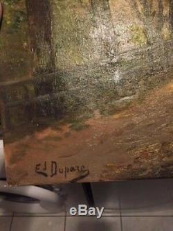 BEAU ANCIEN TABLEAU huile sur toile Peinture XIX Ed. DUPARC BARBIZON PAYSAGE 19e