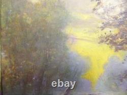 BEAU TABLEAU ancien peinture sur Carton Paysage