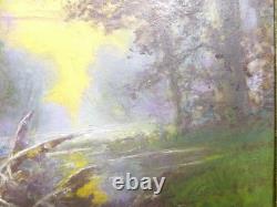 BEAU TABLEAU ancien peinture sur Carton Paysage