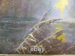 BEAU TABLEAU ancien peinture sur Carton Paysage