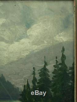 Belle Peinture Ancienne Huile Sur Panneau Paysage De Montagne Signee L. Riguet