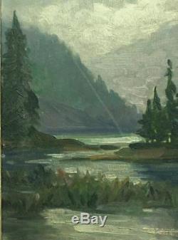Belle Peinture Ancienne Huile Sur Panneau Paysage De Montagne Signee L. Riguet
