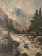 Belle Peinture Huile Carton Riviere Montagne Post Impressionniste Art Ancien