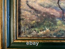 Belle Peinture Huile Carton Village Post Impressionniste Impressionnisme Ancien