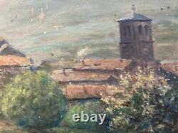 Belle Peinture Huile Carton Village Post Impressionniste Impressionnisme Ancien