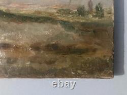 Belle Peinture Huile Portrait Sur Toile ne Art Ancien 1900 XIXE Animal Old