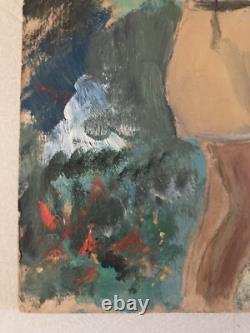 Belle Peinture Huile Sur Carton 1950 Portrait Post Impressionniste Ancien Art