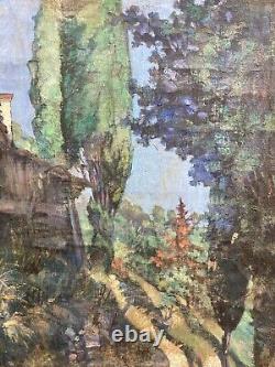 Belle Peinture Huile Sur Toile Village If Arbre DLG Soutine Chaim XIXe Ancien