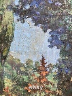 Belle Peinture Huile Sur Toile Village If Arbre DLG Soutine Chaim XIXe Ancien