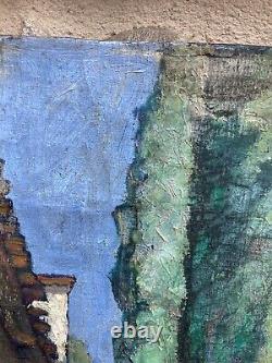 Belle Peinture Huile Sur Toile Village If Arbre DLG Soutine Chaim XIXe Ancien