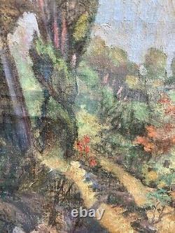 Belle Peinture Huile Sur Toile Village If Arbre DLG Soutine Chaim XIXe Ancien